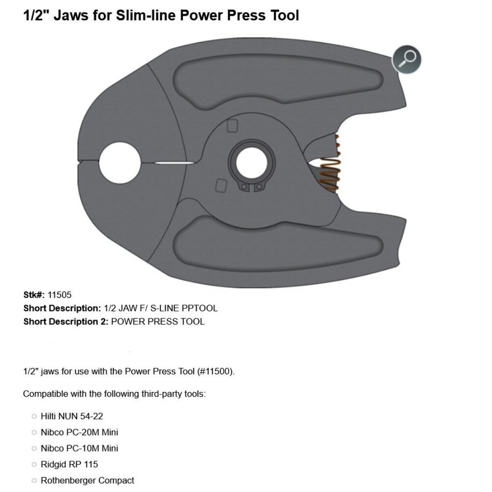 HeatLink 1/2" Jaws for Slim-line Power Press Tool